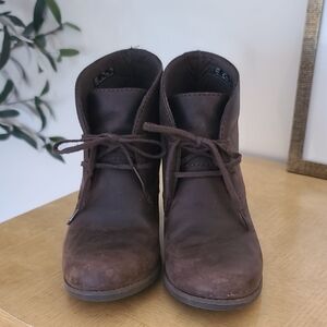 Clarks Dark Brown Suede Lace-Up Heeled Ankle Boots